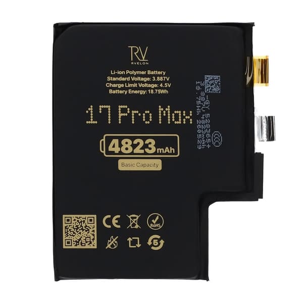 Rvelon Batteri till iPhone 17 Pro Max 4823mAh utan Flexkabel