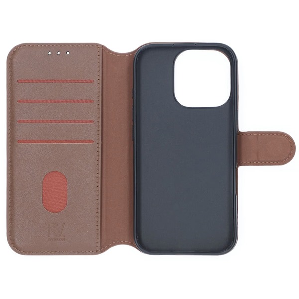 iPhone 16 Pro Plånboksfodral Äkta Läder Rvelon - Brun Brown