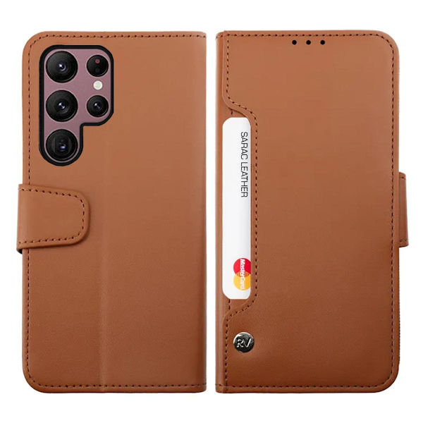Samsung Galaxy S23 Ultra Plånboksfodral Extra Kortfack Rvelon - Brun Brun