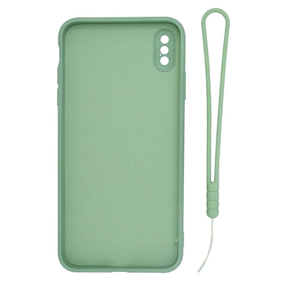 iPhone XS Max Silikonskal med Ringhållare och Handrem - Grön Grön