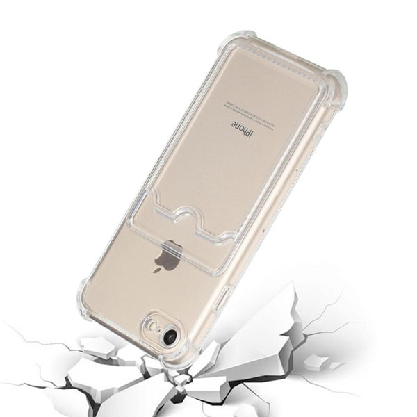 iPhone 7/8/SE (2020/2022) Stöttåligt Skal med Korthållare - Tran Transparent