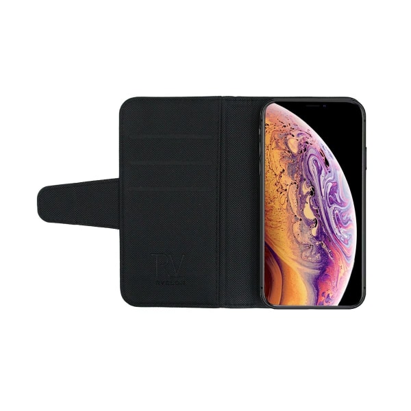 iPhone XS Max Plånboksfodral Extra Kortfack Rvelon - Svart Black