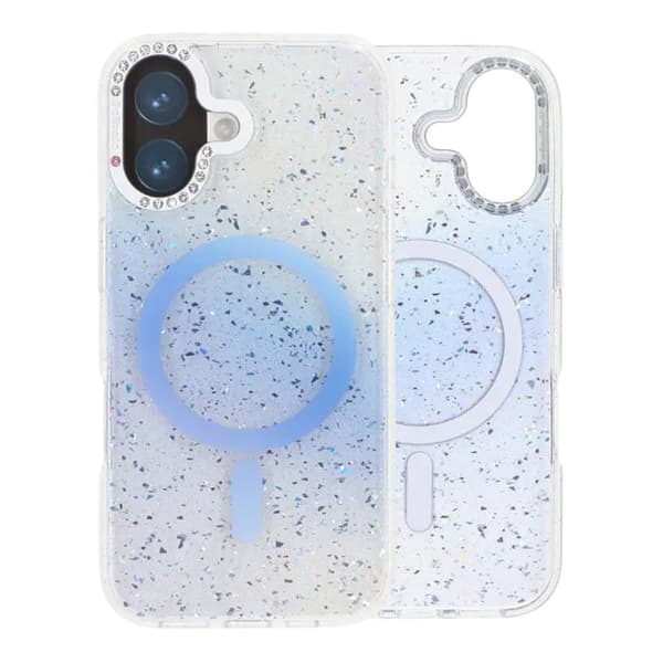 Glitter Skal MagSafe och Diamanter för iPhone 17 - Blå