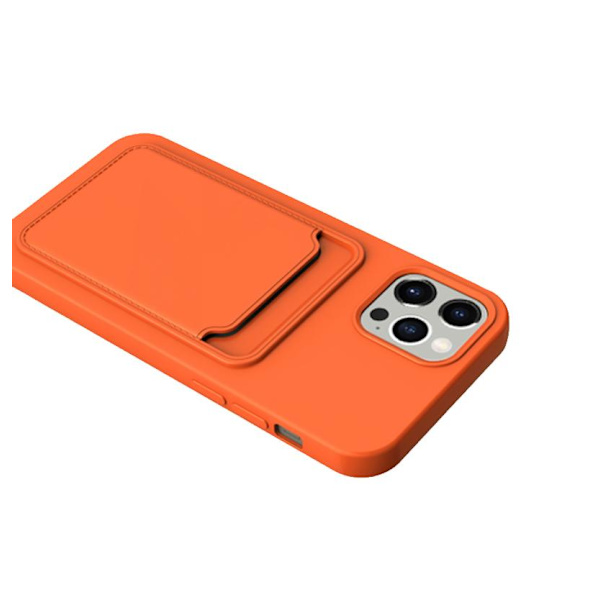 iPhone 13 Pro Silikonskal med Korthållare - Orange Orange