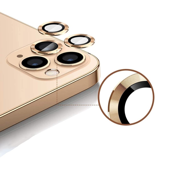 iPhone 12 Pro Max Linsskydd med Metallram - Guld (3-pack) Pink gold