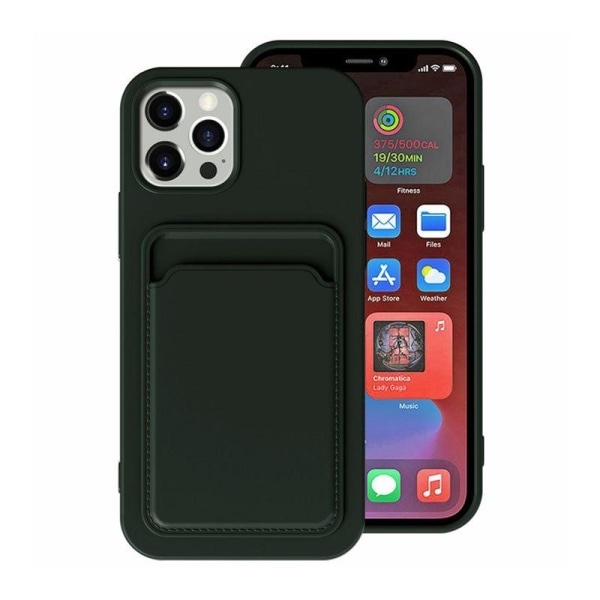 iPhone 15 Plus Mobilskal Silikon med Korthållare - Grön Grön