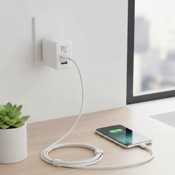 Rvelon iPhone-kabel USB A till Lightning MFi Silikon 2M Vit Vit