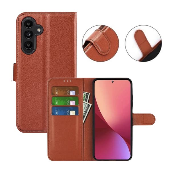 Samsung Galaxy A14 5G Plånboksfodral med Stativ - Brun Brown