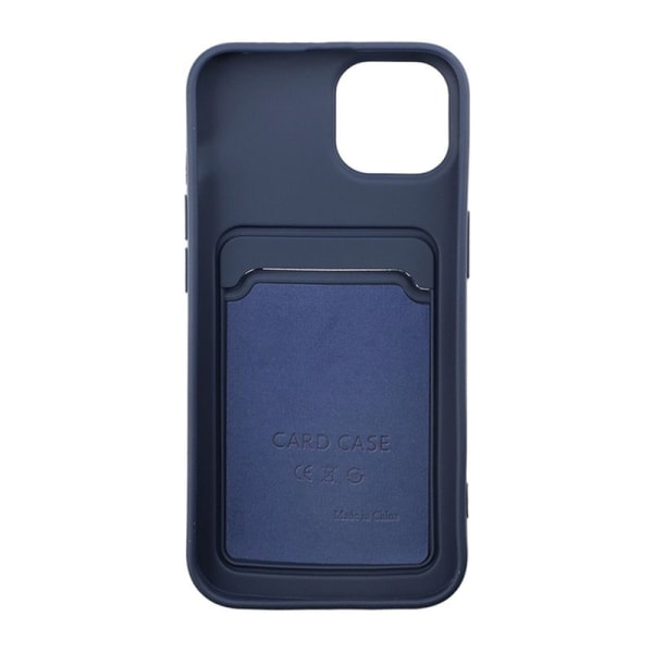 iPhone 15 Mobilskal Silikon med Korthållare - Blå Blå
