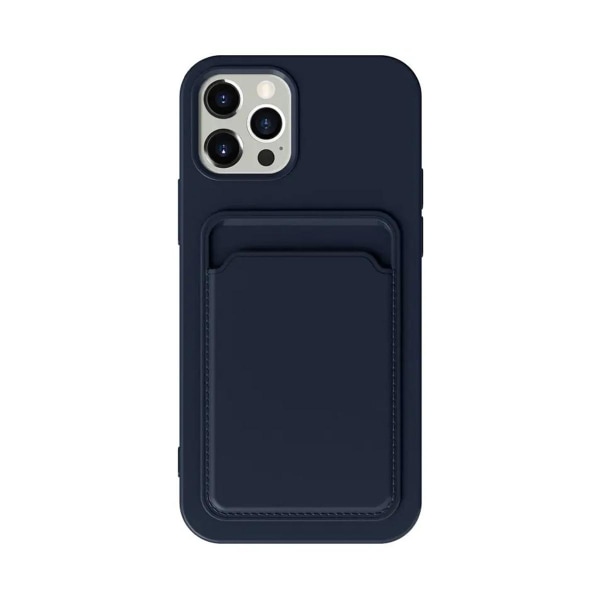 iPhone 13 Pro Max Silikonskal med Korthållare - Blå Blå