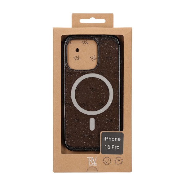 iPhone 16 Pro Rvelon Mobilskal TPU med MagSafe - Glitter Svart Svart
