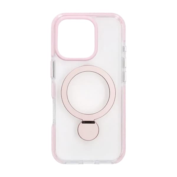Skal Magsafe till iPhone 16 Pro Max - Transparent rosa med ringstativ Rosa