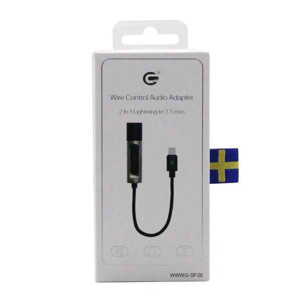 Lightning till 3,5mm Adapter med Ljudkontroll Black