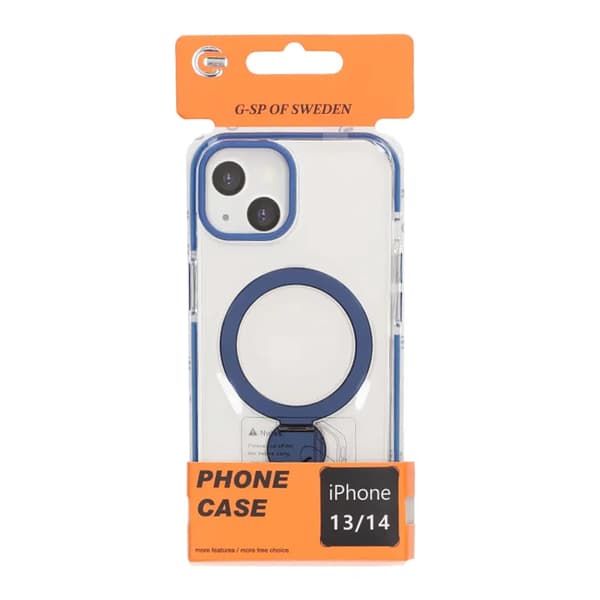 Cover Magsafe til iPhone 13 og 14 - Transparent blå med ringstativ Blue