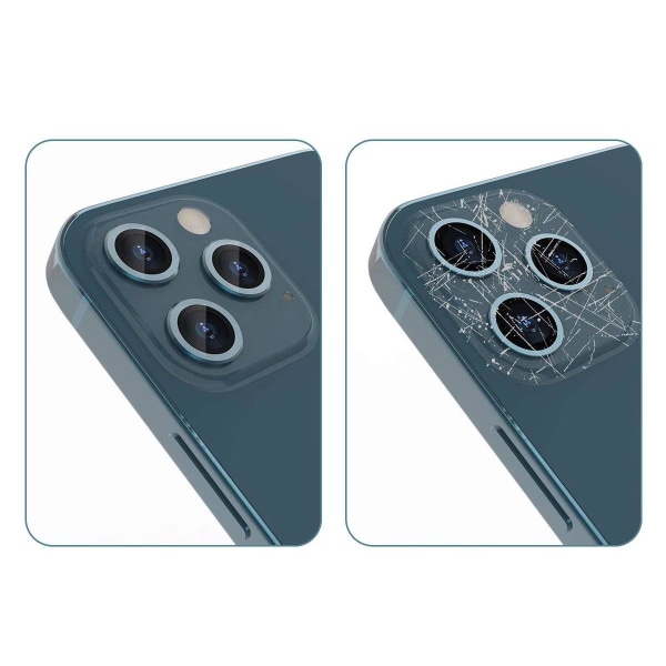 iPhone 12 Pro Max Linsskydd med Metallram - Blå (3-pack) Blå