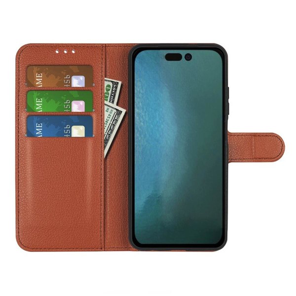 iPhone 14 Plånboksfodral med Stativ - Brun Brown