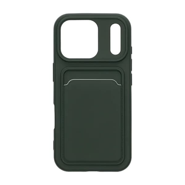 Mobilskal Silikon med Korthållare för iPhone 17 Pro - Militärgrön Grön