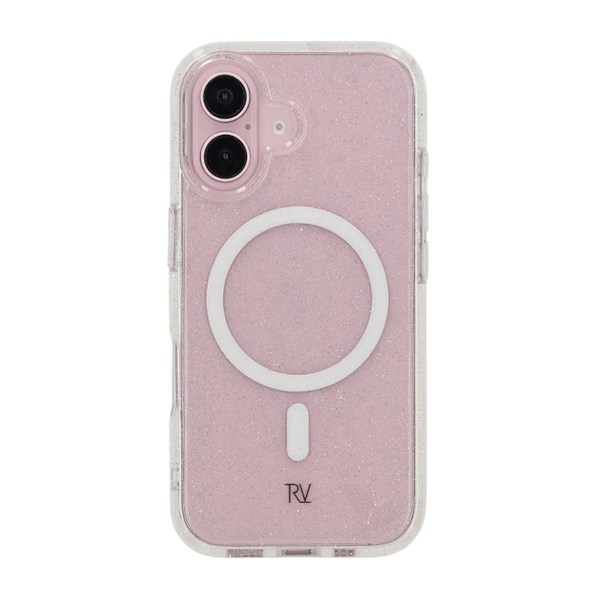 iPhone 16 Rvelon Mobilskal TPU med MagSafe - Glitter Vit White
