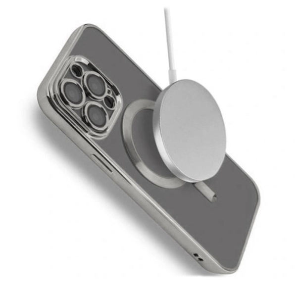 Luxury Mobilskal med Magsafe iPhone 15 Pro Max - Silver Silver
