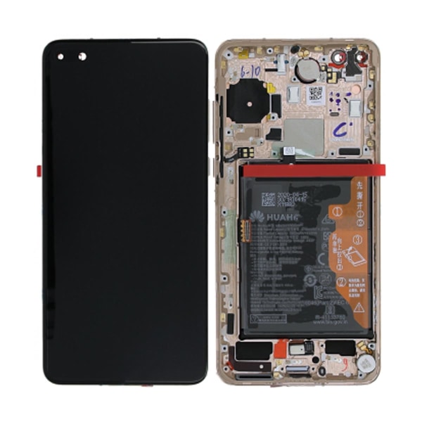 Huawei P40 Skärm/Display med Batteri Original - Guld Guld