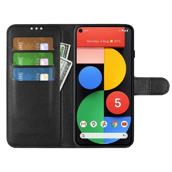 Google Pixel 5A Plånboksfodral med Stativ - Svart Svart