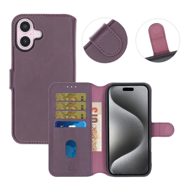 iPhone 16 Plånboksfodral Magnet Rvelon - Lila Lila