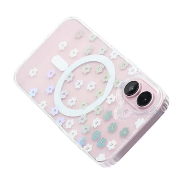 Graverat blommigt Mobilskal MagSafe för iPhone 16 - Blossom beige