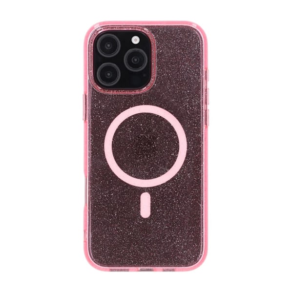 iPhone 16 Pro Max Rvelon Mobilskal TPU med MagSafe - Glitter Rosa Pink