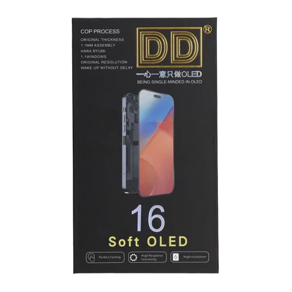 Soft OLED Skärm till iPhone 16 - DD Diagnostic Pass sort