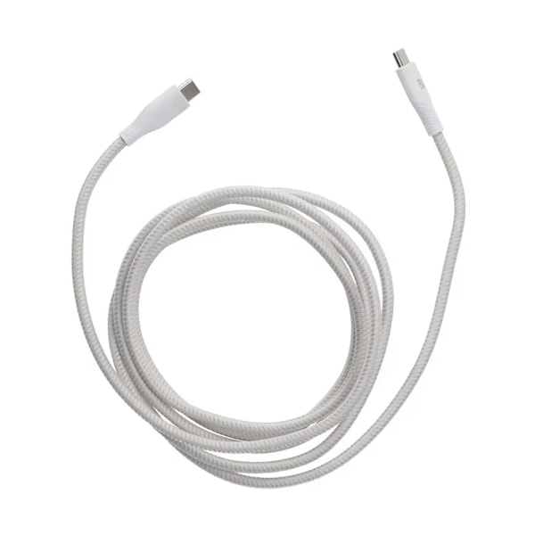 Rvelon USB-C Flätad Laddkabel 60W Snabbladdning 2m - Vit Silver