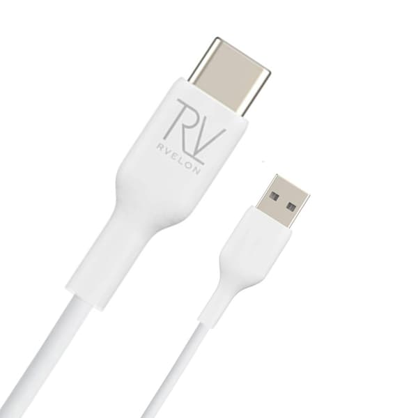 Rvelon USB-A till USB-C Kabel 1M - Vit Vit