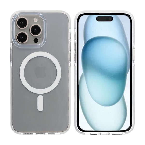 iPhone 15 Pro Max Mobilskal Magnet Dubbelskydd - Vit Vit