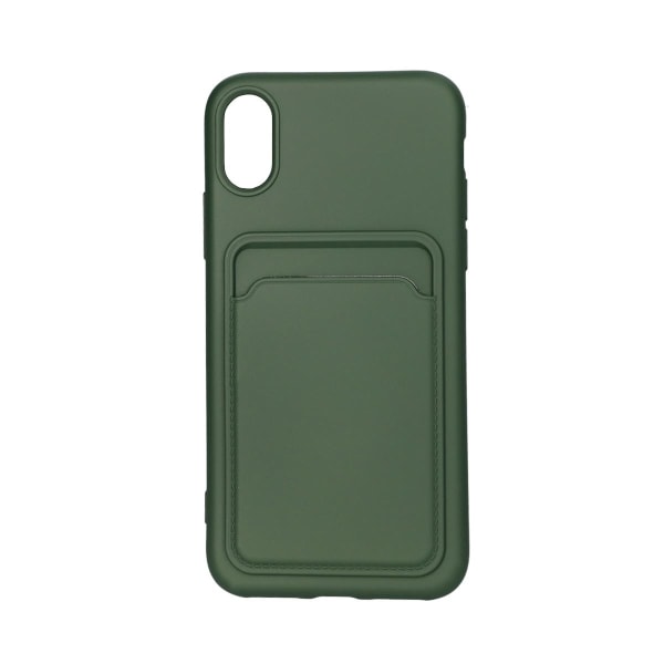 iPhone X/XS Silikonskal med Korthållare - Militärgrön Dark green