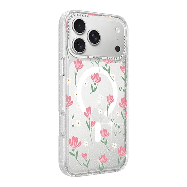 Blommigt Skal med Magsafe för iPhone 17 Pro - Rosa rosa