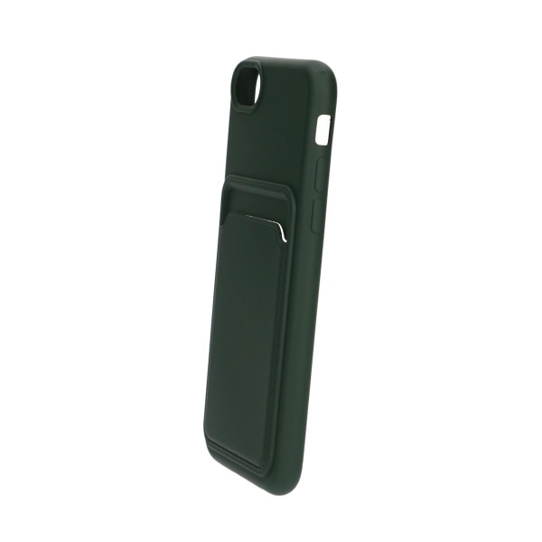 iPhone 7/8/SE (2020/2022) Silikonskal med Korthållare - Militärg Dark green