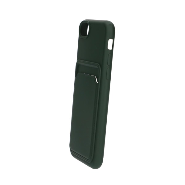 iPhone 7/8/SE (2020/2022) Silikonskal med Korthållare - Militärg Mörkgrön