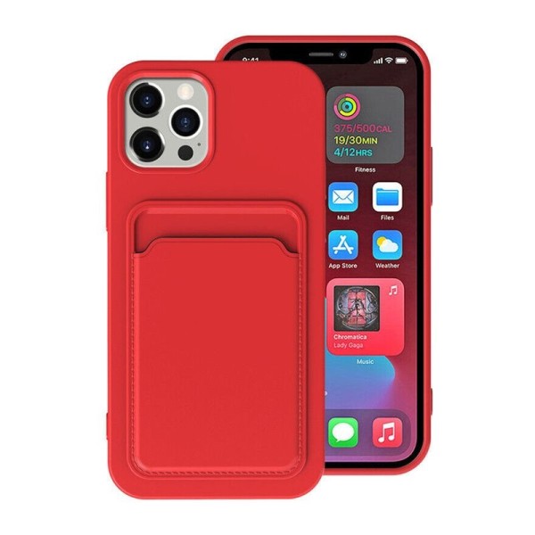 iPhone 15 Ultra Mobilskal Silikon med Korthållare - Röd Röd