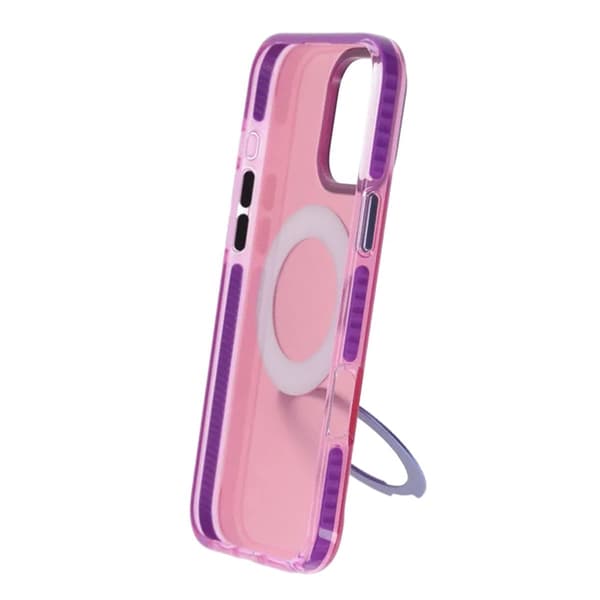 Stöttåligt skal med roterbart stativ för iPhone 16 Pro Max - Rosa-lila punainen