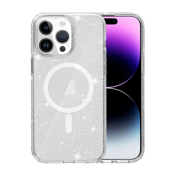 iPhone 15 Pro Max Mobilskal Stöttåligt med Glitter - Transparent Transparent