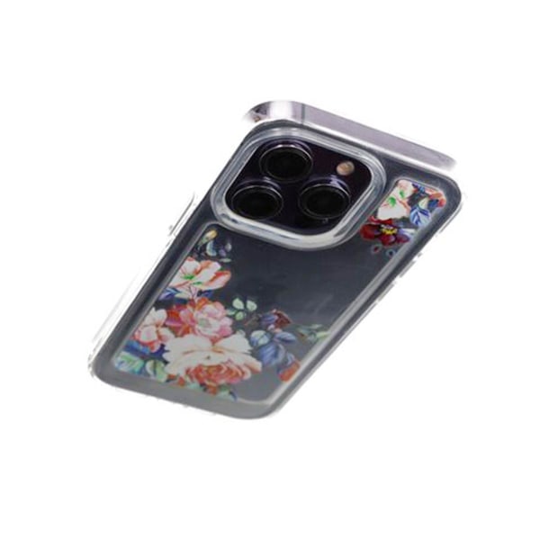 iPhone 14 Pro Mobilskal med motiv - Retro Blommor Transparent