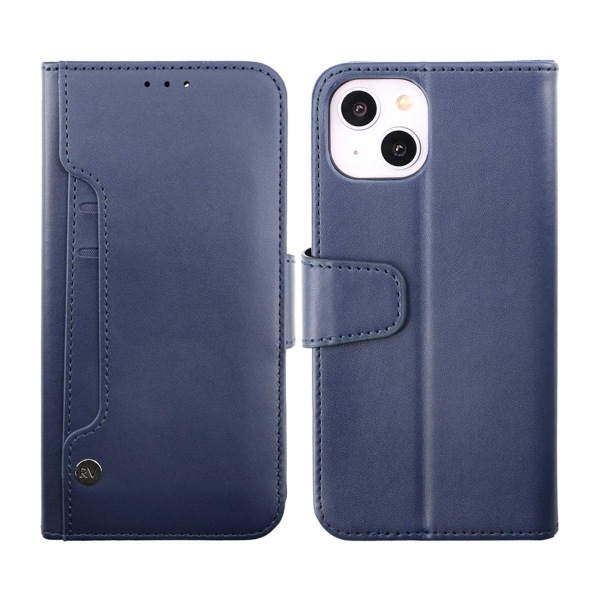 iPhone 14 Plus Plånboksfodral Extra Kortfack Rvelon - Blå Marinblå