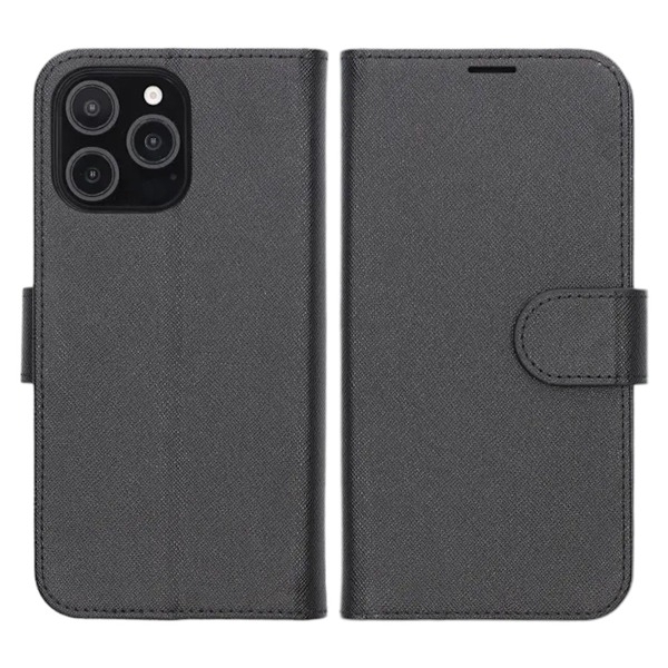 iPhone 16 Pro Max Plånboksfodral med Stativ - Svart Svart
