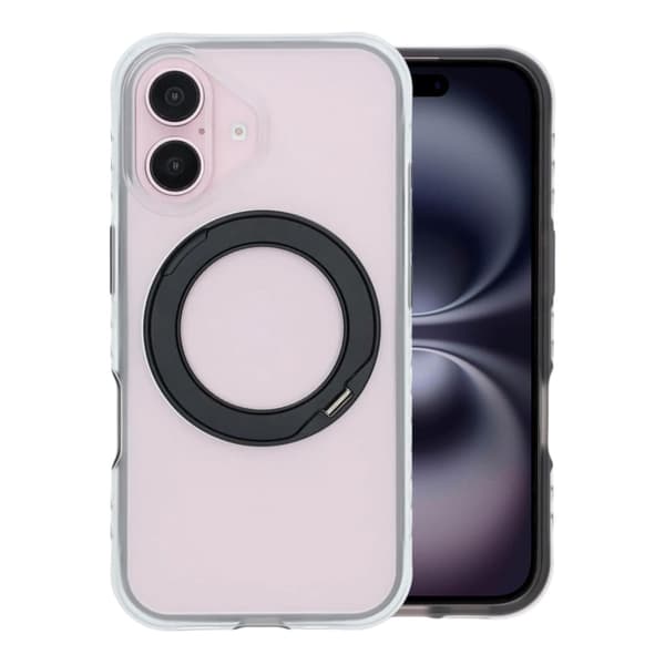 Matt Mobilskal med ringstativ för iPhone 16 - Svart svart