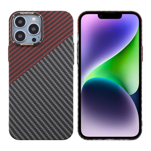 Kolfiber Skal iPhone 13 Pro Max - Röd & Svart Multicolor