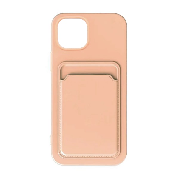 iPhone 15 Plus Mobilskal Silikon med Korthållare - Rosa Rosa