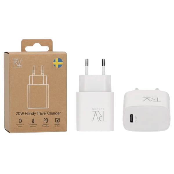 Rvelon Snabbladdare USB-C 20W Vit