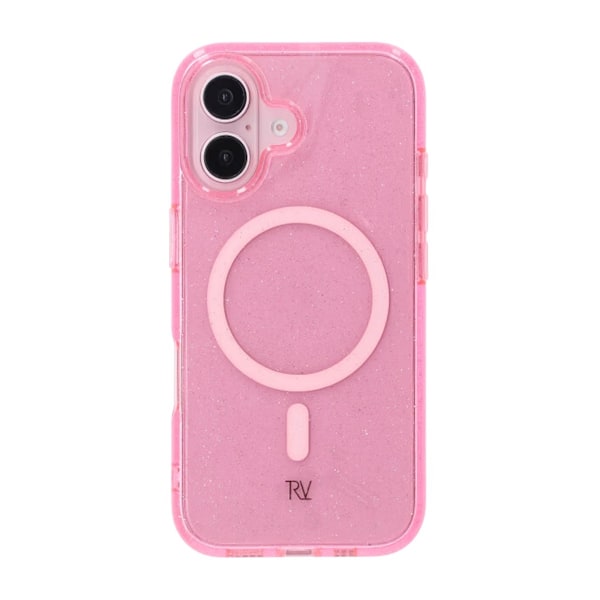 iPhone 16 Rvelon Mobilskal TPU med MagSafe - Glitter Rosa Rosa