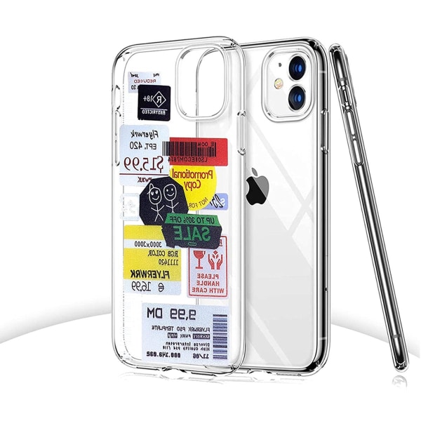 Stöttåligt Mobilskal iPhone 12 Mini - Fashion Prisetiketter Transparent