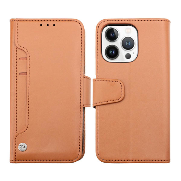 iPhone 14 Pro Plånboksfodral Extra Kortfack Rvelon - Brun Brun