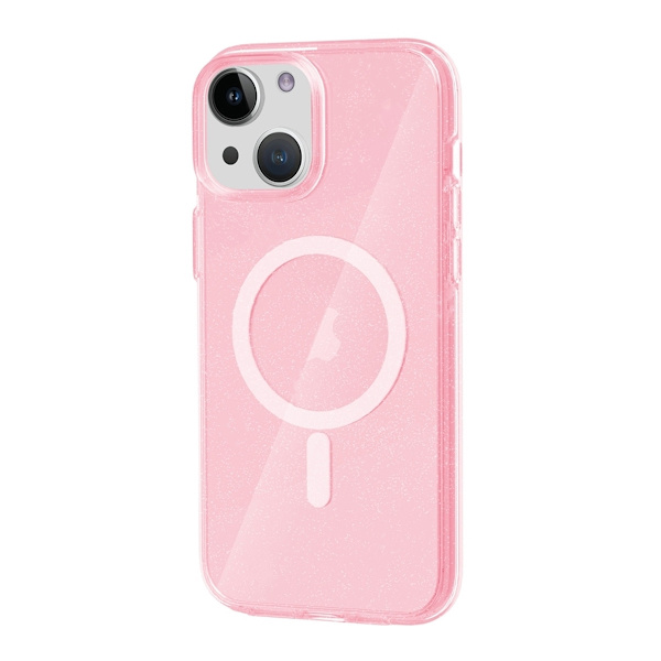 iPhone 15 Mobilskal Glitter Magsafe - Rosa Pink